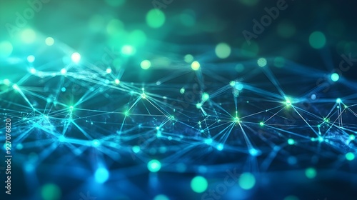 Abstract Blue and Green Network Connection Background