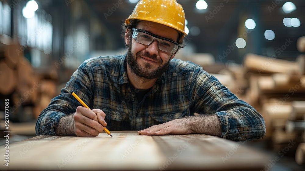 Skilled Carpenter at Work. Craftsmanship and woodwork concept Skilled Carpenter at Work. Craftsmanship and woodwork concept