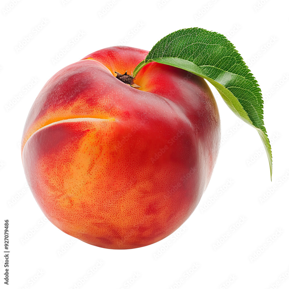 Fresh Nectarine with Leaf Isolated translucent Fresh Nectarine with Leaf Isolated translucent