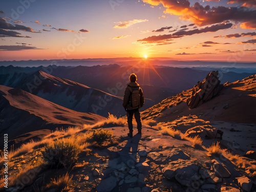 silhouette of a person on the top of the mountain