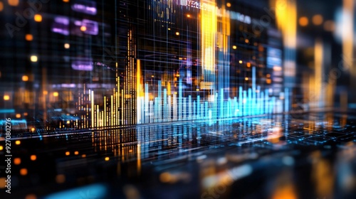 Wallpaper Mural Abstract financial data visualization with vibrant graphs and charts reflecting market trends and digital innovations. Torontodigital.ca