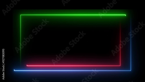 Wallpaper Mural Blue, green and red neon rectangle frame. Neon rectangle border. Seamless loop. Torontodigital.ca
