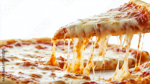 Pizza has hot, stretchy cheese. photo