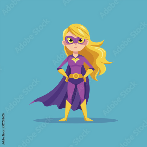 purple circle cute tall CARTOON, Woman Superhero Illustration, t-shirt design 