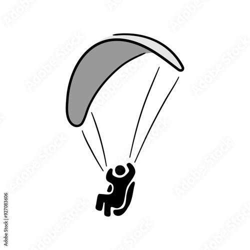 Paragliding icon on white background.