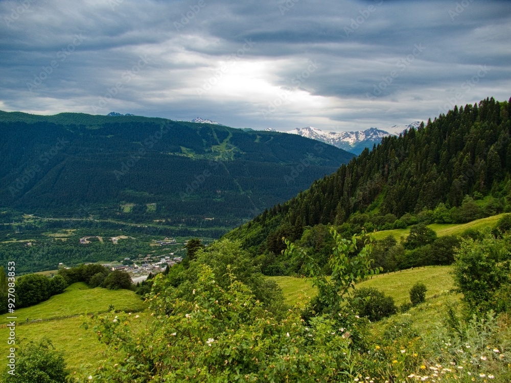 Fototapeta premium beautiful mountains landscape annd nature in svaneti georgia