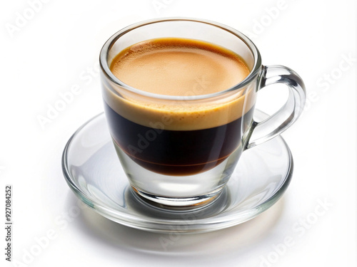 Hot coffee in the cup on white background