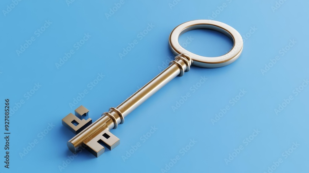 Key icon, symbolic of access, unlocking business opportunities, business solution. 3D illustration Key icon, symbolic of access, unlocking business opportunities, business solution. 3D illustration