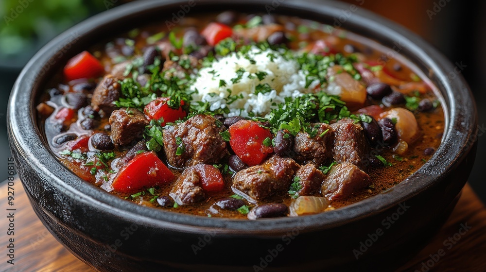 Delicious Black Bean Stew with Beef and Rice Delicious Black Bean Stew with Beef and Rice