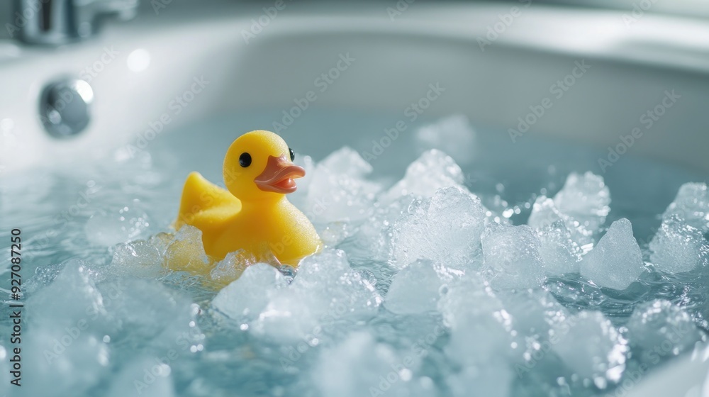 Rubber Duck in Bathtub Filled with Ice Rubber Duck in Bathtub Filled with Ice