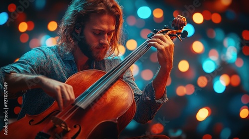 Cello Player Performing Under the Spotlight