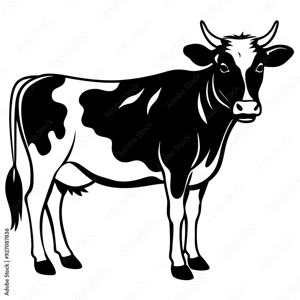 Fototapeta premium black and white cow vector illustration 