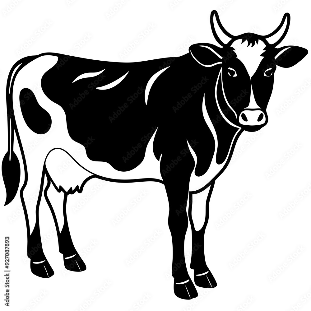 Fototapeta premium black and white cow vector illustration 