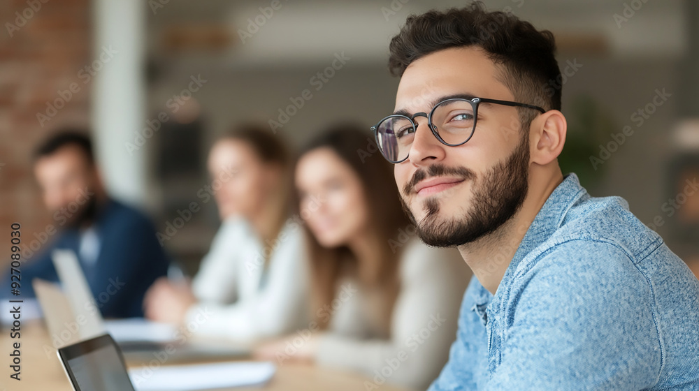 A group of diverse professionals in a modern conference room, engaged in a meeting. A group of diverse professionals in a modern conference room, engaged in a meeting.