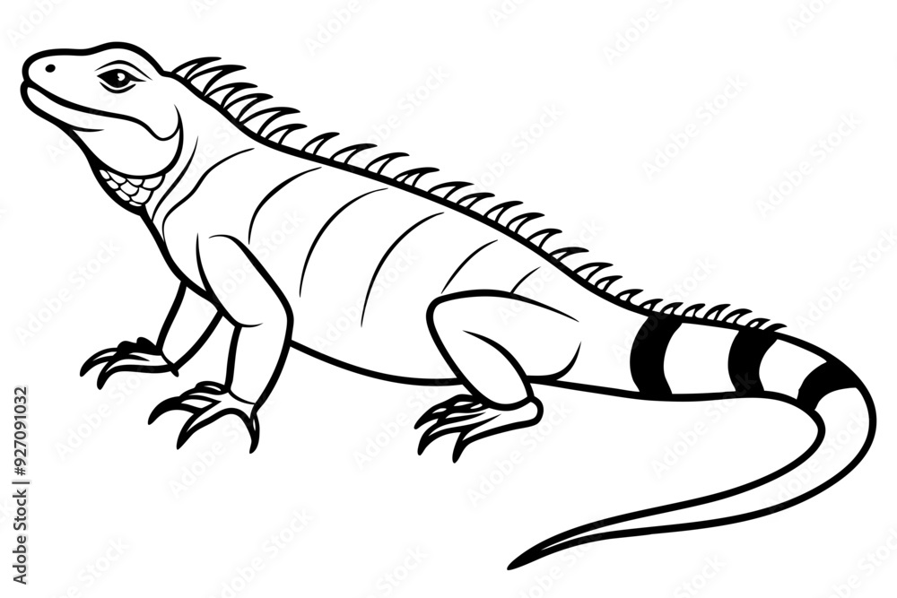 Iguana side view line art Iguana side view line art