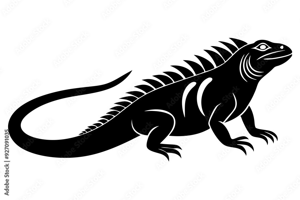 Iguana side view silhouette vector illustration Iguana side view silhouette vector illustration