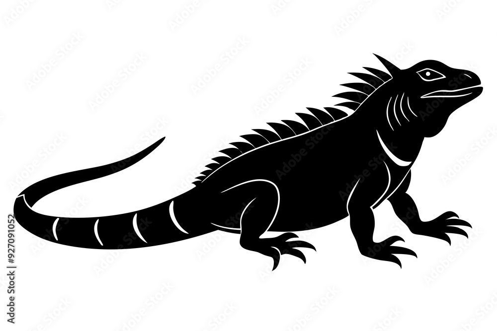 Iguana side view silhouette vector illustration Iguana side view silhouette vector illustration