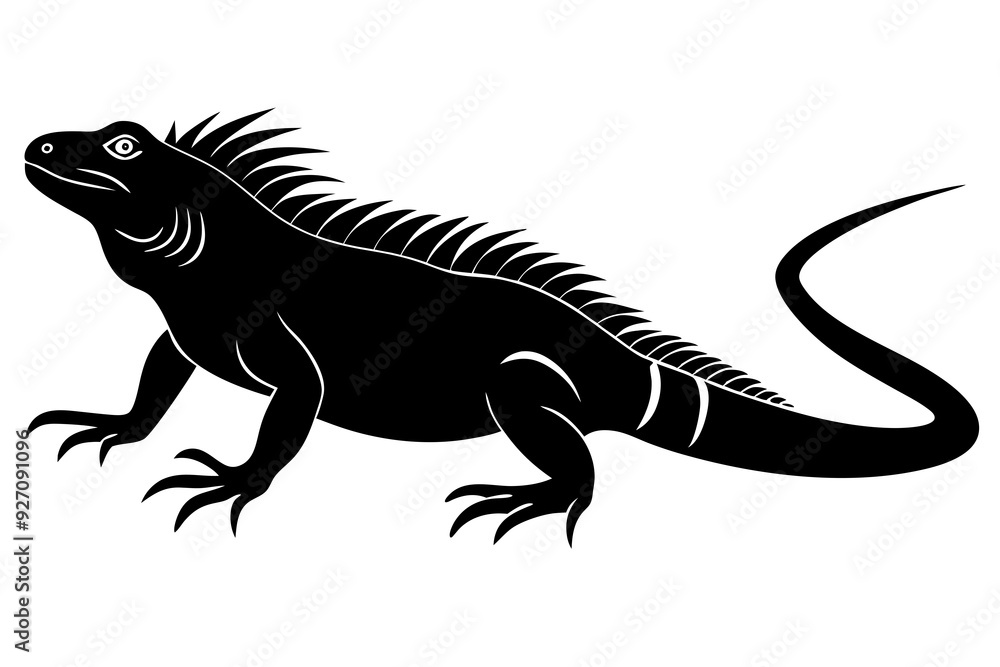 Iguana side view silhouette vector illustration Iguana side view silhouette vector illustration