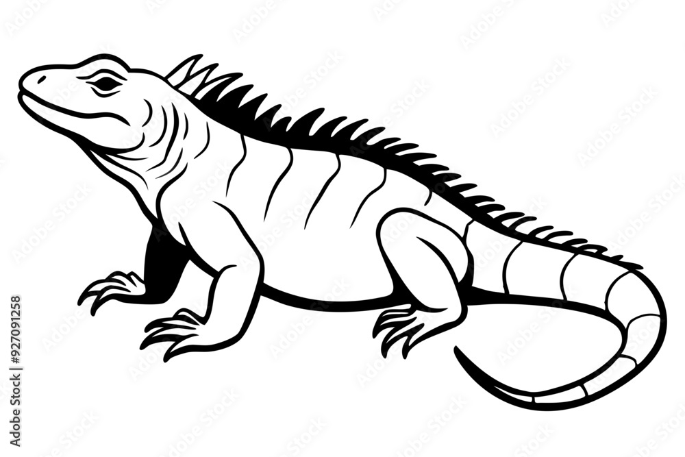 Iguana side view line art Iguana side view line art