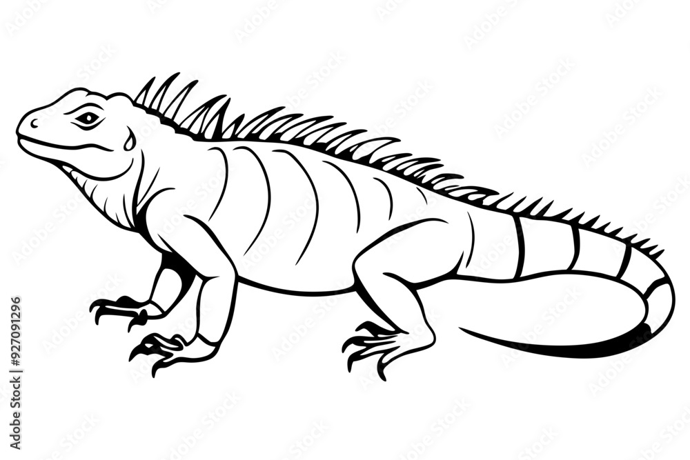 Iguana side view line art Iguana side view line art