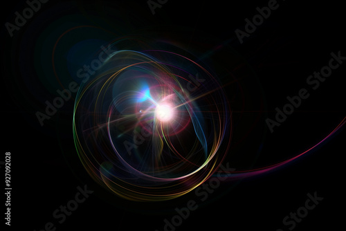 Abstract lens flare on a black background