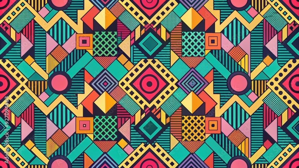 Fototapeta premium Abstract seamless pattern with bold geometric shapes, geometric, abstract, seamless, pattern, bold, shapes, design