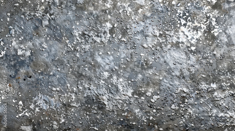 A close-up image of a textured metal surface with a mottled, weathered look. The surface is predominantly dark grey, with small, irregular silver flecks scattered throughout. The flecks appear to be e A close-up image of a textured metal surface with a mottled, weathered look. The surface is predominantly dark grey, with small, irregular silver flecks scattered throughout. The flecks appear to be e