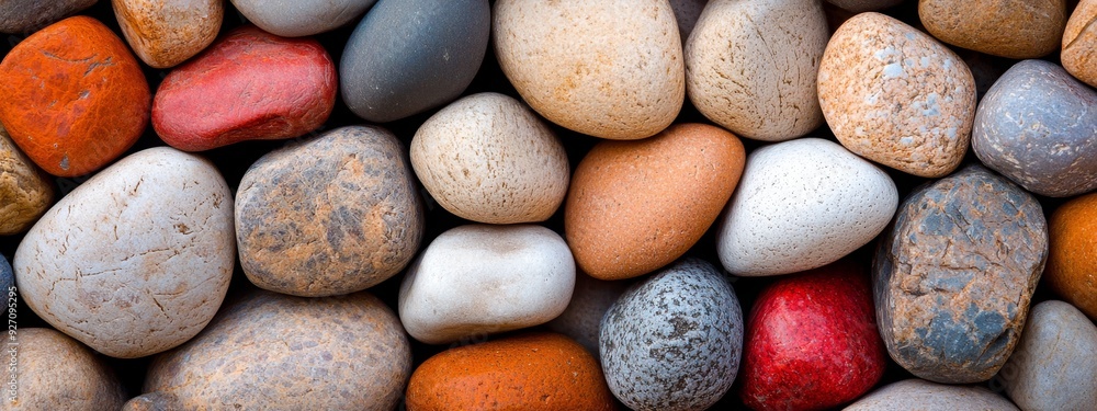 A tight shot of varied-colored rocks in the image's center The central portion showcases an assortment of differently hued rocks A tight shot of varied-colored rocks in the image's center The central portion showcases an assortment of differently hued rocks