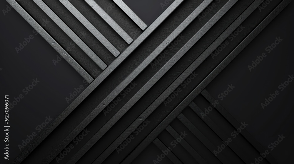 A close-up photo of a dark wall with silver diagonal stripes. The stripes are arranged in an X pattern, creating a geometric design. The background is a dark gray color. A close-up photo of a dark wall with silver diagonal stripes. The stripes are arranged in an X pattern, creating a geometric design. The background is a dark gray color.