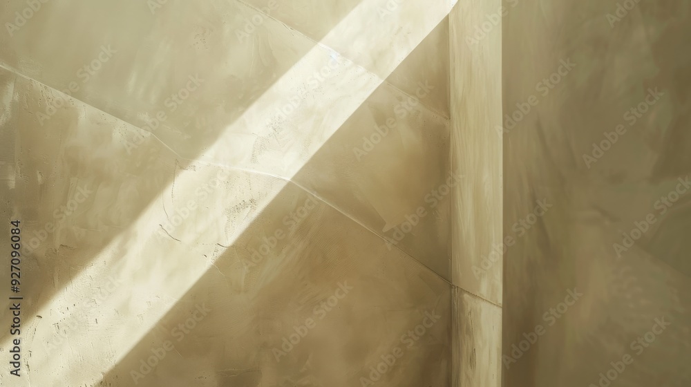 A close-up view of a white beam extending diagonally across a light brown wall, creating a sharp contrast in color and texture. The wall appears to be textured, while the beam is smooth, highlighting A close-up view of a white beam extending diagonally across a light brown wall, creating a sharp contrast in color and texture. The wall appears to be textured, while the beam is smooth, highlighting