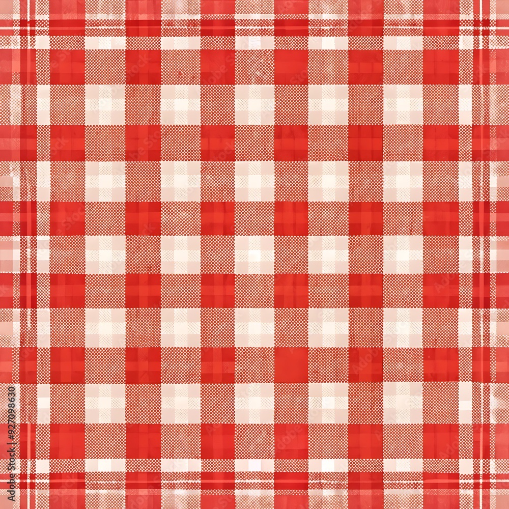 Red and White Gingham Pattern with White Dots. Red and White Gingham Pattern with White Dots.