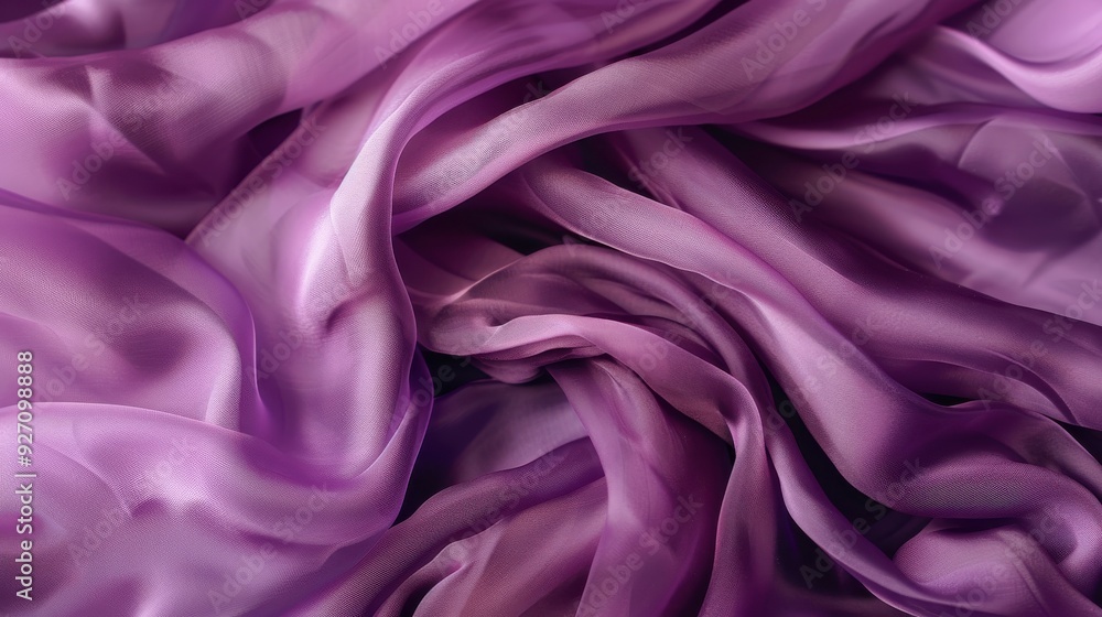 A close-up photo of a piece of purple silk fabric, draped and folded to create a soft, flowing texture. The fabric has a subtle sheen and is illuminated by a soft light, highlighting the delicate fold A close-up photo of a piece of purple silk fabric, draped and folded to create a soft, flowing texture. The fabric has a subtle sheen and is illuminated by a soft light, highlighting the delicate fold