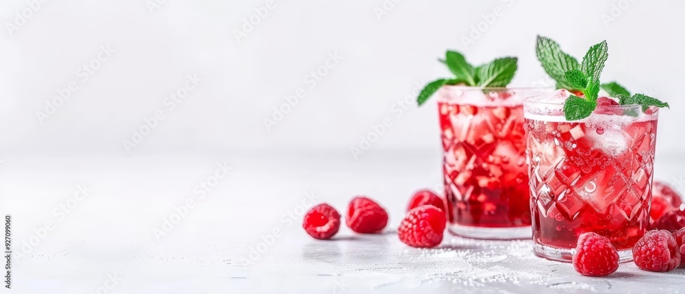mint, fresh raspberries mint, fresh raspberries