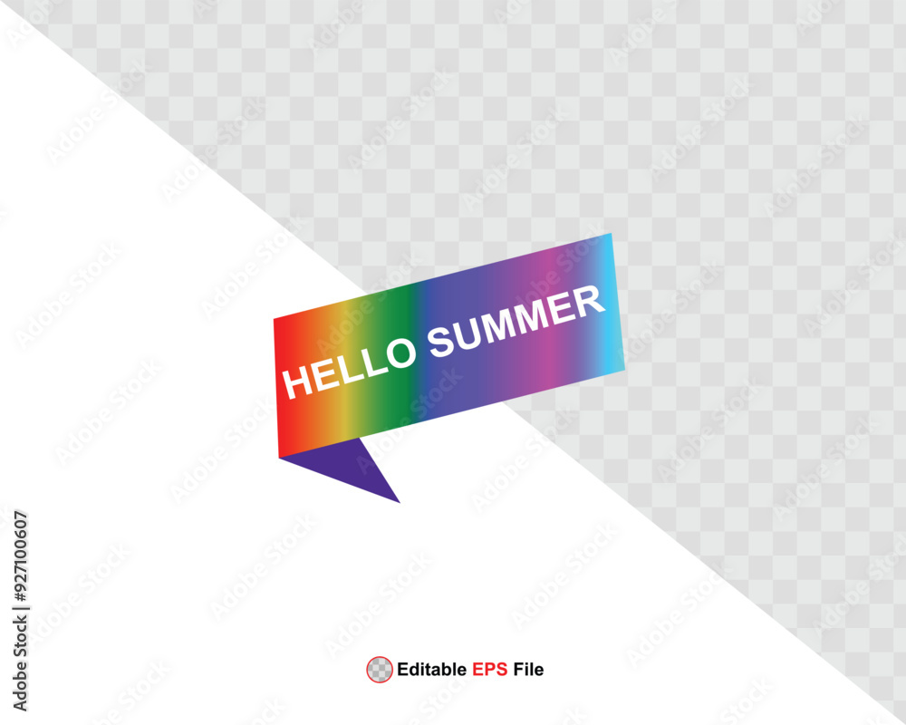 Hello summer button, sun and sale. Vector minimalistic illustration of sun rays, swimming pool with sun lounger and umbrella and tropical palm leaf, orange and sea beach with sand for background Hello summer button, sun and sale. Vector minimalistic illustration of sun rays, swimming pool with sun lounger and umbrella and tropical palm leaf, orange and sea beach with sand for background