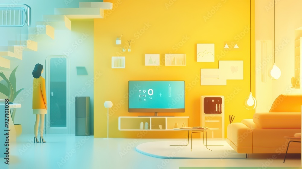 Futuristic Smart Home Concept with Energy-Saving Devices and Sustainable Technology Futuristic Smart Home Concept with Energy-Saving Devices and Sustainable Technology