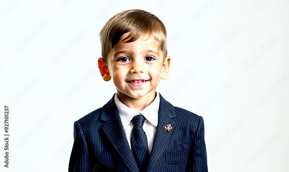 Portrait of a little boy in a suit and tie on a white background Portrait of a little boy in a suit and tie on a white background