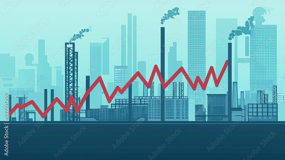 Recession cycle, downward economic trend with factory closures, flat design illustration Recession cycle, downward economic trend with factory closures, flat design illustration