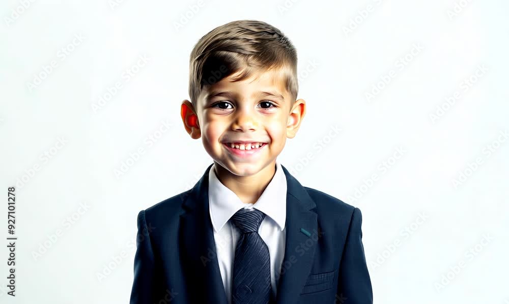 Portrait of a cute little boy in a suit and tie on a white background Portrait of a cute little boy in a suit and tie on a white background