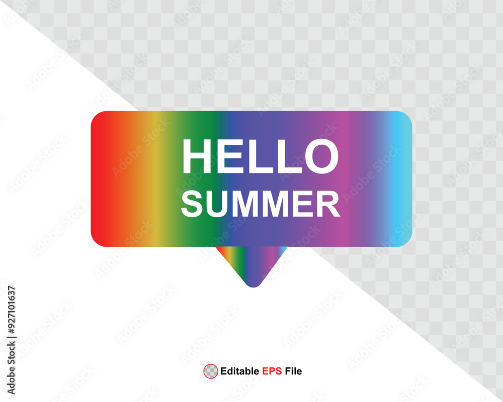 Hello summer button, sun and sale. Vector minimalistic illustration of sun rays, swimming pool with sun lounger and umbrella and tropical palm leaf, orange and sea beach with sand for background Hello summer button, sun and sale. Vector minimalistic illustration of sun rays, swimming pool with sun lounger and umbrella and tropical palm leaf, orange and sea beach with sand for background