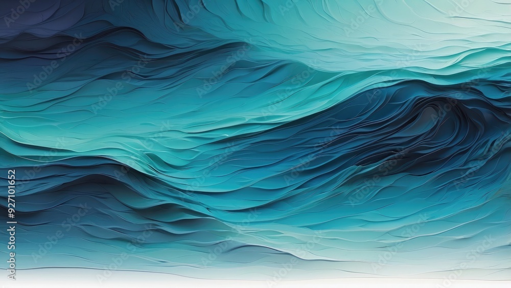 Fototapeta premium Smooth gradient from turquoise to deep blue, cool and calming.-