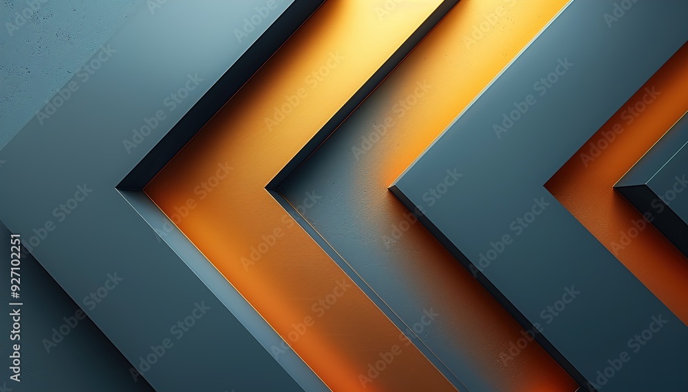 Abstract metallic gold arrow shadow direction geometric Abstract metallic gold arrow shadow direction geometric