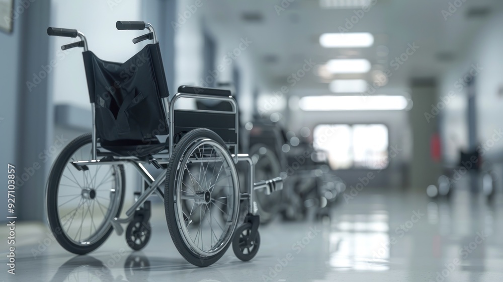 Fototapeta premium Wheelchair in Hospital Corridor