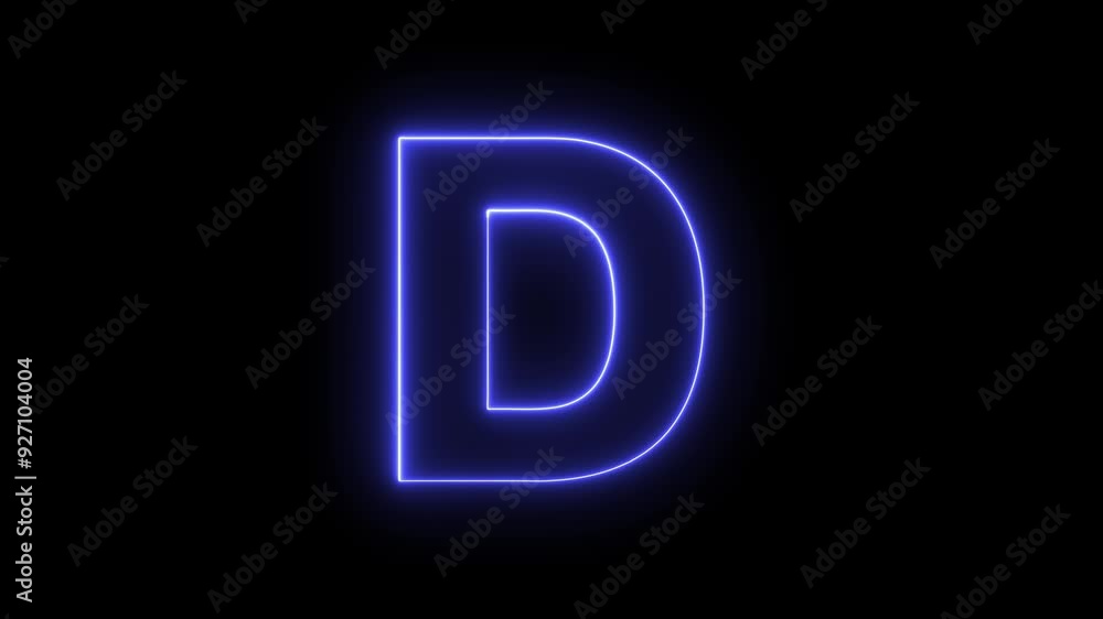 Alphabets D neon animation, Capital alphabets neon light blue color Alphabet D, Neon Glowing letter on black background, 4k video Alphabets D neon animation, Capital alphabets neon light blue color Alphabet D, Neon Glowing letter on black background, 4k video