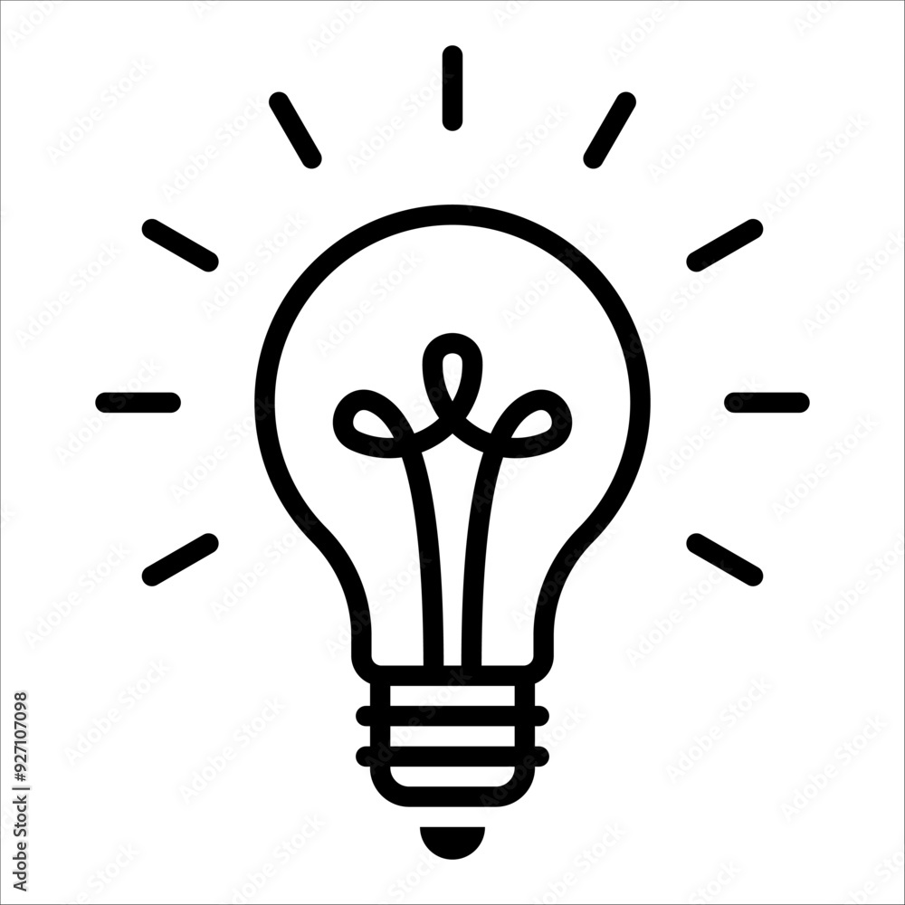 Light Bulb line icon isolated on white background Light Bulb line icon isolated on white background