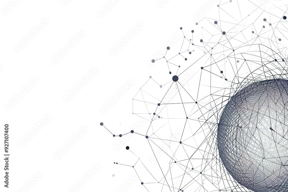 A large sphere is surrounded by a web of lines A large sphere is surrounded by a web of lines