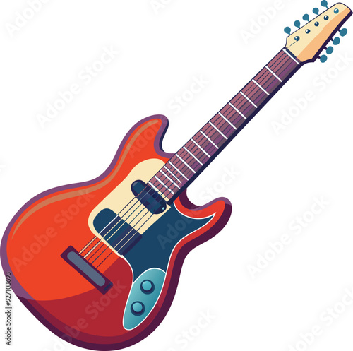 Electric Guitar Icon on Transparent Background
