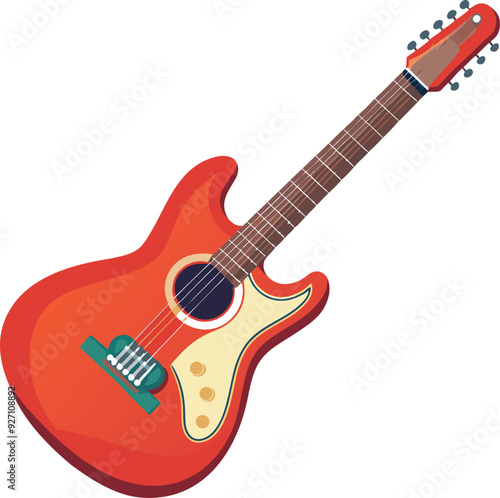 Electric Guitar Icon on Transparent Background
