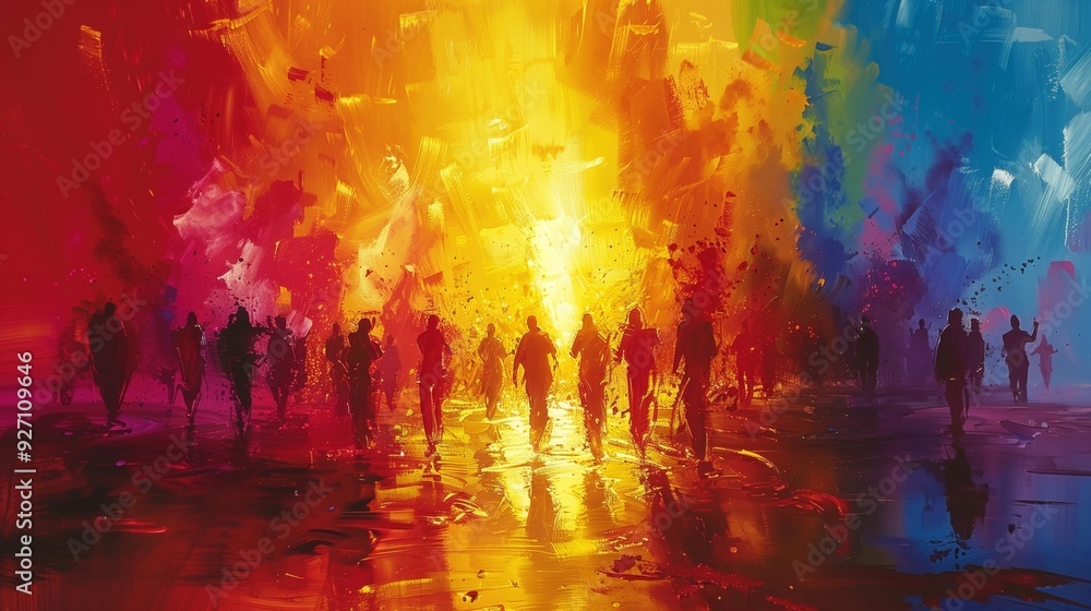 Vibrant Festival of Colors with Lively Crowd Vibrant Festival of Colors with Lively Crowd