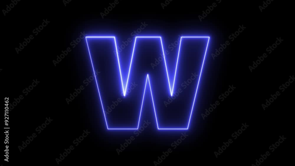 Alphabets W neon animation, Capital alphabets neon light blue color ...