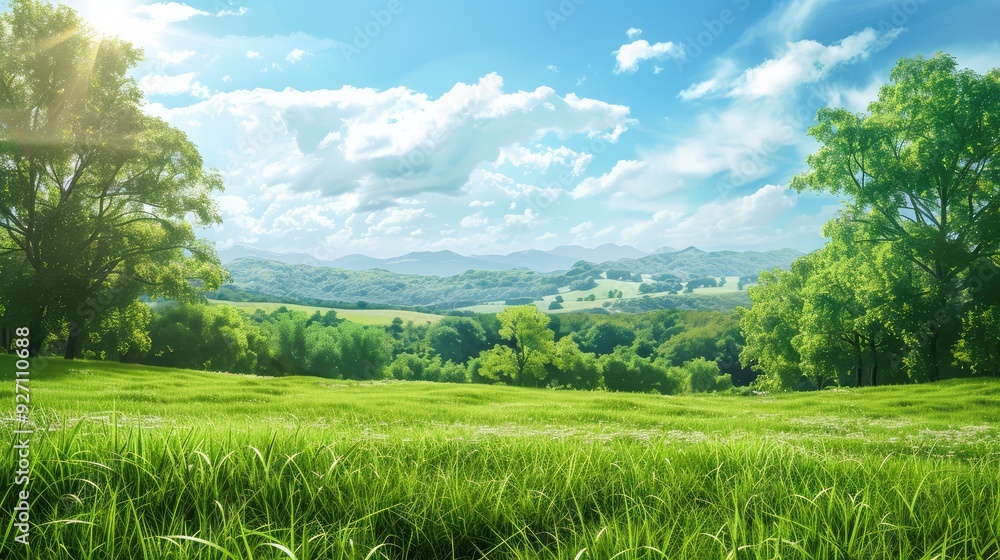 landscape with green grass and clouds landscape with green grass and clouds